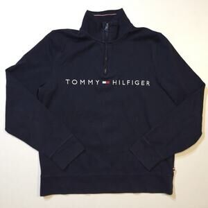 Tommy Hilfiger Jacket Vintage Dark Blue Navy 1/4 Zip Shirt LongSleeve Sweatshirt